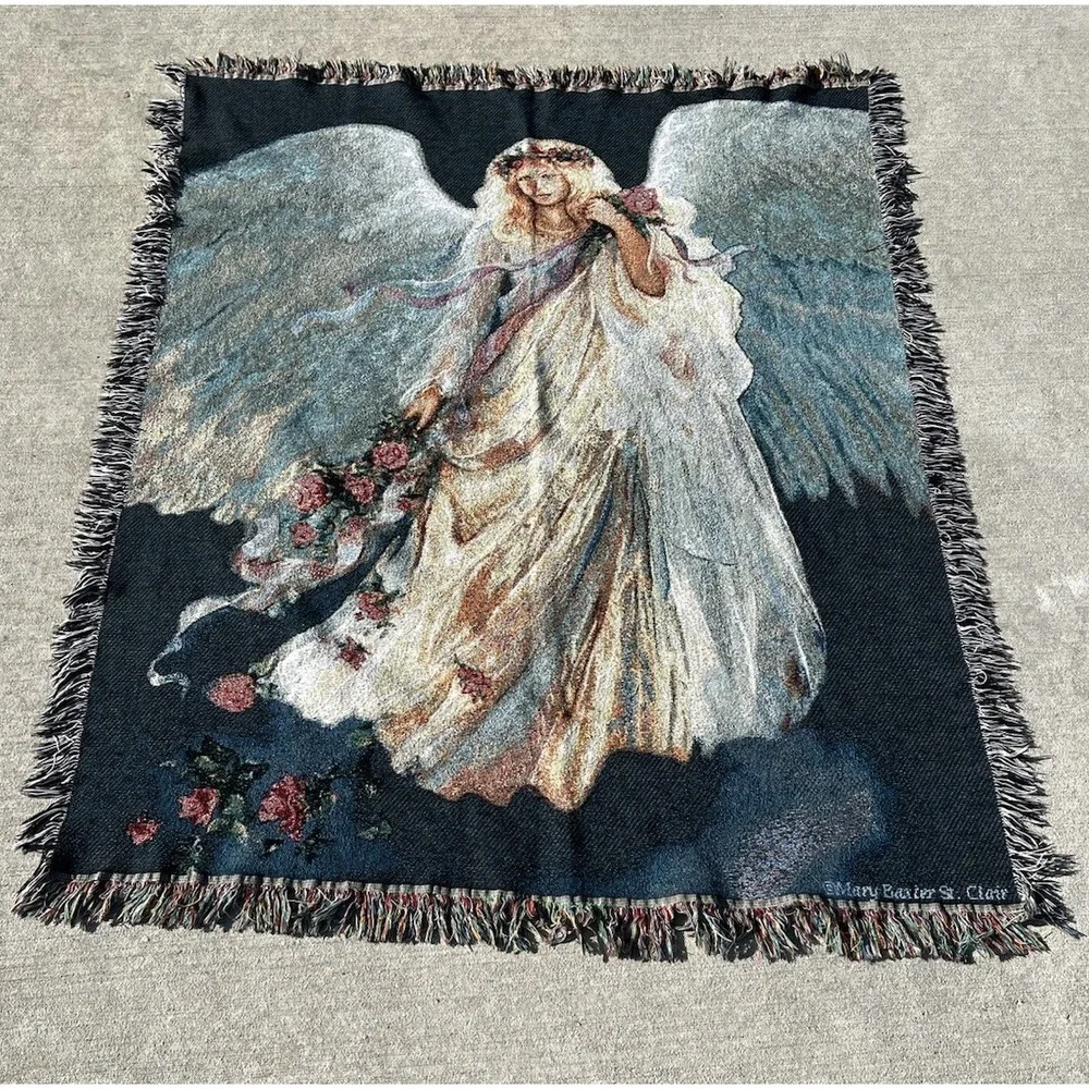Mary Baxter St. Clair Messenger of‎ Love Angel Tapestry Throw Blanket 52x60
